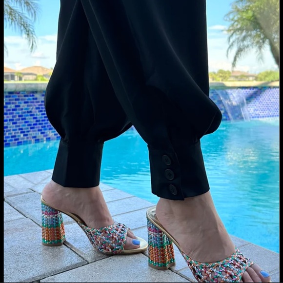 Antonio Melani x The Nat Note Riviera Rainbow Woven Metallic Slip-On Mules - Picture 3 of 16